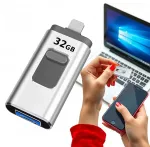 32GB 4in1 USB m&auml;lupulk USB 3.0, iPhone, Android, Micro USB, Type-C, OTG