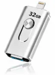 32GB metallist USB-m&auml;lupulk, USB 3.0, Lightning, Micro USB