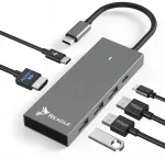 USB-C HUB HDMI-ga (4K 60Hz, 2K 144Hz), 2x USB-C PD 100W, 3x USB 3.2, REAGLE, &uuml;hilduv M1/M2-ga