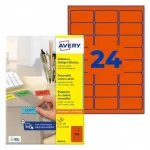 Kleepuvad etiketid Avery L6034-20, punased, kergesti eemaldatavad, 63,5 x 33,9 mm