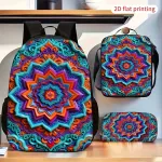 Seljakottide komplekt 3 tk: v&auml;rviline mandala t&auml;hekujuline seljakott, &otilde;lakott ja kosmeetikakott