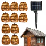 P&auml;ikeseenergial t&ouml;&ouml;tav rattan LED aialamp, soe valge valgus