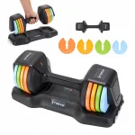 Reguleeritav hantel XTREXO statiiviga, 11,5 kg, terasest, kummiga, erinevates v&auml;rvitoonides