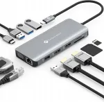 USB-C 11-&uuml;hes pordijaam 2 HDMI 4K, VGA, RJ45, PD 100W, SD, TF, USB 3.0