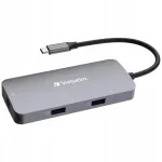 USB-C jaotus Verbatim CMH-05, 2x USB 3.2, HDMI, RJ-45 LAN, 85W PD