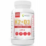 Toidulisand WISH Vitamiin K2 MK-7 200 + D3 4000 MCT, 120 kapslit