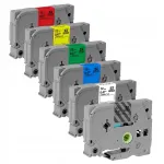 6 tk 12 mm v&auml;rvilisi kleebiseid Brother PT-H105, H107, H110 printeritele