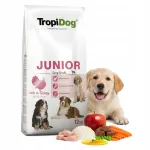 TROPIDOG Junior Large kalkuniga kuiv koeratoit noortele suurtele t&otilde;ugudele, 12 kg