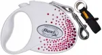 Automaatne rihm FLEXI Glam Splash, roosa, M suurus, 5 m, valge lint