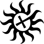 Auto kleebis BLACK SUN s&uuml;mbol, 18 x 18 cm, taustata