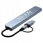 USB-C ja USB-A Bounn 8-in-2 jagaja: 3x USB 2.0, SD/TF, USB-C, mini Jack