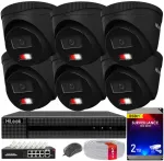 Valvekaamerate komplekt 6 tk 6MPx 3K+ HiLook by Hikvision, must, POE, 2TB