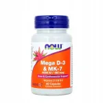 Toidulisand NOW FOODS D3 K2 MK-7, 60 kapslit