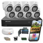 Valvekomplekt Hikvision 4K, 8 kuppelkaamerat, 8Mpx AcuSense AI