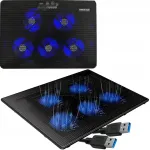 S&uuml;learvuti jahutusalus, 5 ventilaatorit, USB, LED, 12&ndash;17"