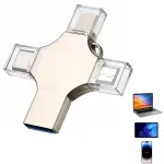 USB m&auml;lupulk 256GB, 4 &uuml;hendust: USB, USB-C, MicroUSB, Lightning, metallist, h&otilde;bedane
