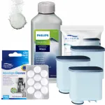 Espresso kohvimasinate puhastuskomplekt Saeco Philips, katlak&otilde;rvaldustabletid, 3 filtrit
