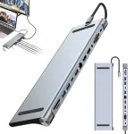 Dokipeatus HUB 12-in-1 HDMI, USB-C, SD/TF, k&otilde;rvaklappide pistik, PD-ga