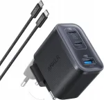 Seinavoolu laadija Anker Nano 70 W, 3 USB-C/A pesa, kaabliga, must