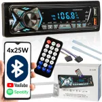 Auto raadio Bluetooth, USB, AUX, SD, mikrofoniga, kaugjuhtimispuldi ja akuga