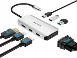 USB-C dokk WAVLINK 7-&uuml;hes koos 2 HDMI ja 4K DisplayPortiga