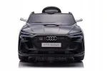 Laste elektriauto Audi E-Tron, must, pehmed EVA rattad, nahks&otilde;iduga