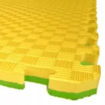 Tatami puslematt, 100x100x2,6 cm, kollane/roheline