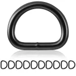 Roostevabast terasest D-kujulised r&otilde;ngad, mustad, 18 mm rihmale, 10 tk