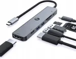 USB-C jaam VCOM 7-in-1, 2x HDMI, USB 3.0, PD 100W