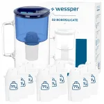 Veekanister Wessper D2 Borosilicate 3 l, sinine, 10 filtriga