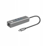 USB-C kuni RJ45 adapter 3 USB-A pesaga, 1000 Mbps