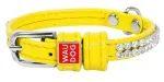 Nahast koera kaelarihm WAUDOG, 9 mm, 18&ndash;21 cm, kollane, kristallidega