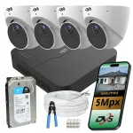 Valvekomplekt 4 dome IP PoE 5Mpx kaamerat, 1TB ketas, DVS