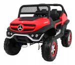 Laste elektriauto Mercedes Benz Unimog, punane, 4x4, puldiga