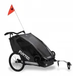 Jalgrattahaagis FUXTEC Sportfux, must, kahele lapsele, UV-kaitse ja vihmakaitsega
