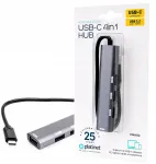 USB-C jagaja, 4&times; USB-A 3.2 Gen1, 5Gbps, 10W, alumiinium