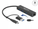 USB-jaotur Delock 64149, 3x USB 3.2 Gen 1, Gigabit LAN, USB-C ja USB-A