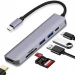 Multifunktsionaalne adapter HUB 6in1 USB-C, 2x USB-A, HDMI, SD, Apple jaoks