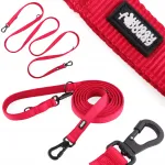 HUUGGY DOGGY reguleeritav punane koera jalutusrihm, 3 m, M suurus