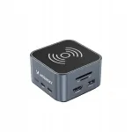 USB-C jaotur 12-in-1, 4K 60Hz HDMI, RJ45 ja juhtmevaba laadijaga, hall