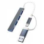 USB-C jagaja TAIGENOOU, 4 pordiga, USB 3.0, LED-valgustusega
