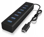 USB-C jagaja ICY BOX, 7x USB-A 3.2 Gen 1, alumiinium, must