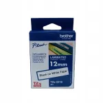 Liimirull Brother TZE231S, 12 mm, must tr&uuml;kk valgel, 4 m