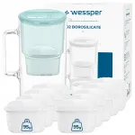 Veefilter klaaskannuga Wessper D2, 3 l, 10 Aquamax filtriga