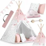 Laste TIPI telk TEEPEE koos girlandiga, patjade ja stabilisaatoriga Nukido