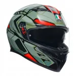 Motorratturi kiiver AGV K3 Decept, mattmust/roheline/punane, 2XL