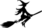 Auto kleebis &bdquo;Witch on Broom&ldquo;, l&auml;bipaistev taust, 14 x 21,2 cm