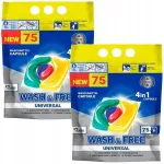 WASH&FREE 4in1 universaalsed pesukapslid, 2 x 75 pesu