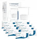 Veefilter kann 3 l WESSPER D2 borosilikaatklaas valge 10 kasseti