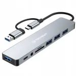 Techsuit DataBridge 8-in-1 (H9) adapter USB ja Type-C-st 4x USB-le